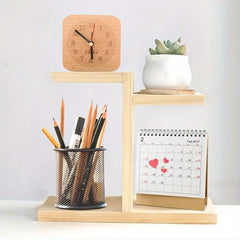 Wooden Desktop Shelf for Home Office Decoration