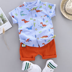 2pcs Baby Boys Dinosaur Print Shirt Top & Shorts Set Toddler Summer Clothes