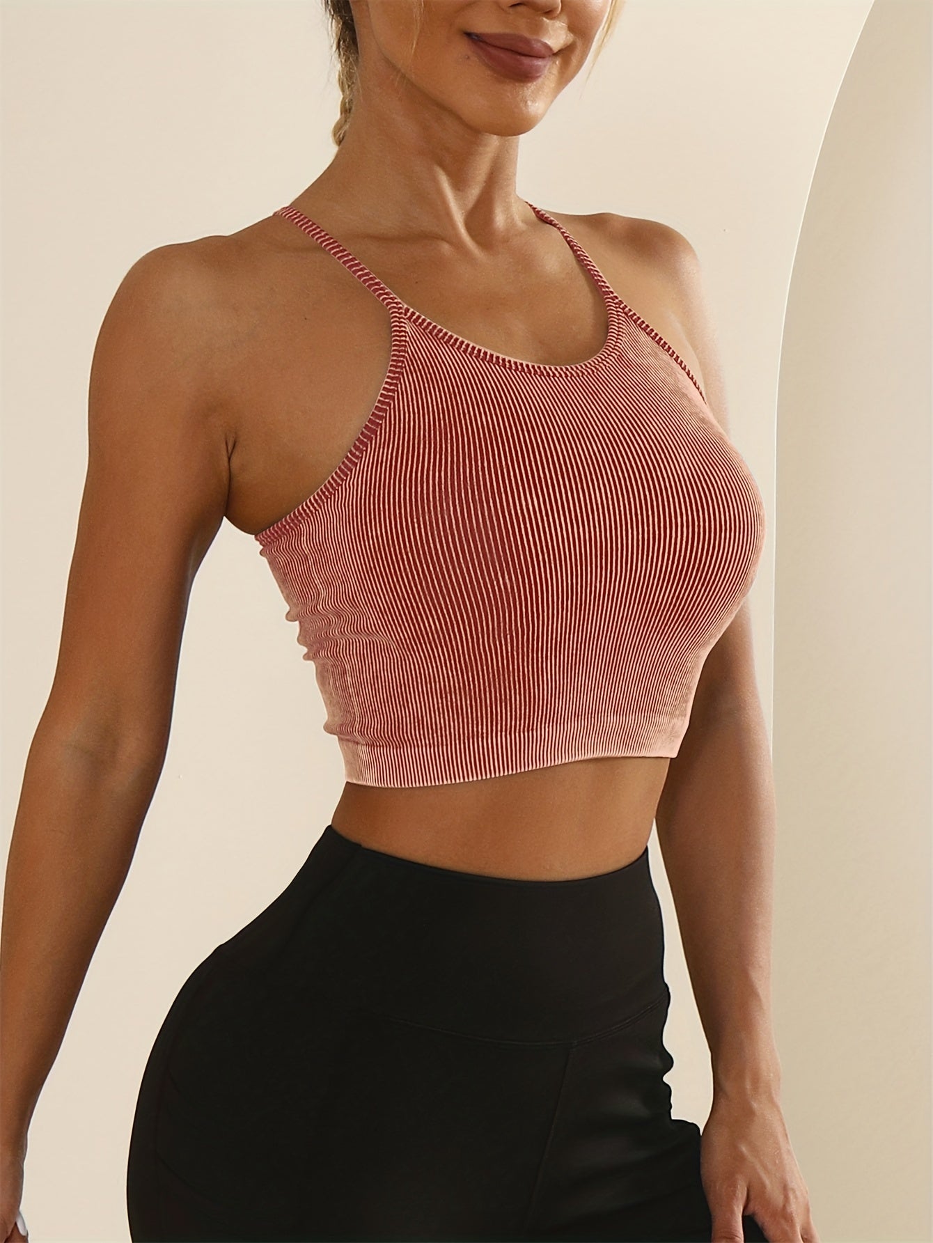 Seamless Sleeveless Backless Racerback Cropped Yoga Tank
