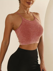 Seamless Sleeveless Backless Racerback Cropped Yoga Tank