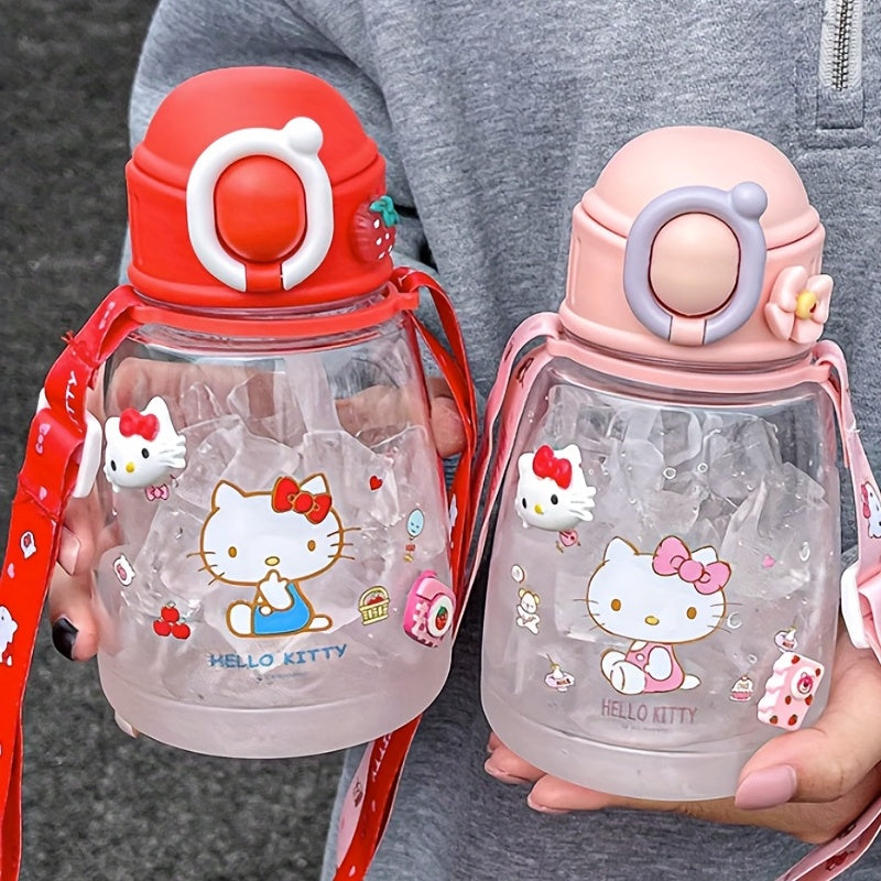 Hellokitty Summer Children's Water Cup With Straw Strap