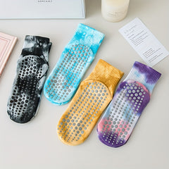 Tie Dyed Yoga Socks Non-Slip Pilates Crew Sock