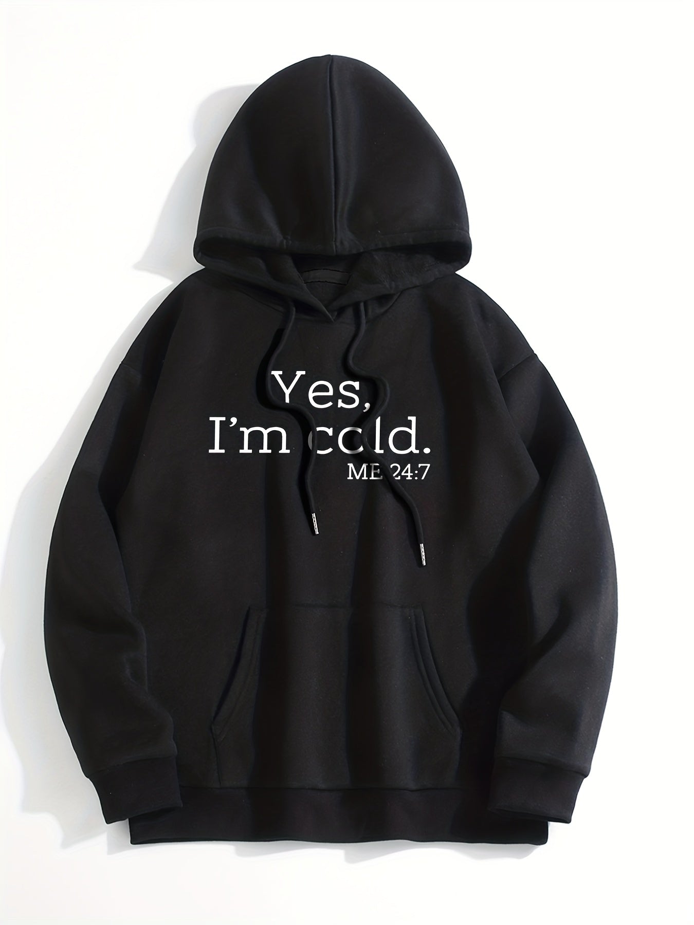 Letter Print Kangaroo Pocket Hoodie Long Sleeve Drawstring Hoodies Sweatshirt