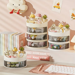 Rotating Stationery Storage Cabinet Lipstick Storage Rack Dustproof Cosmetic Sto