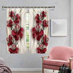 3D Crystal Red Rose Curtain with Carabiner - 50 Shades Noble Rose D