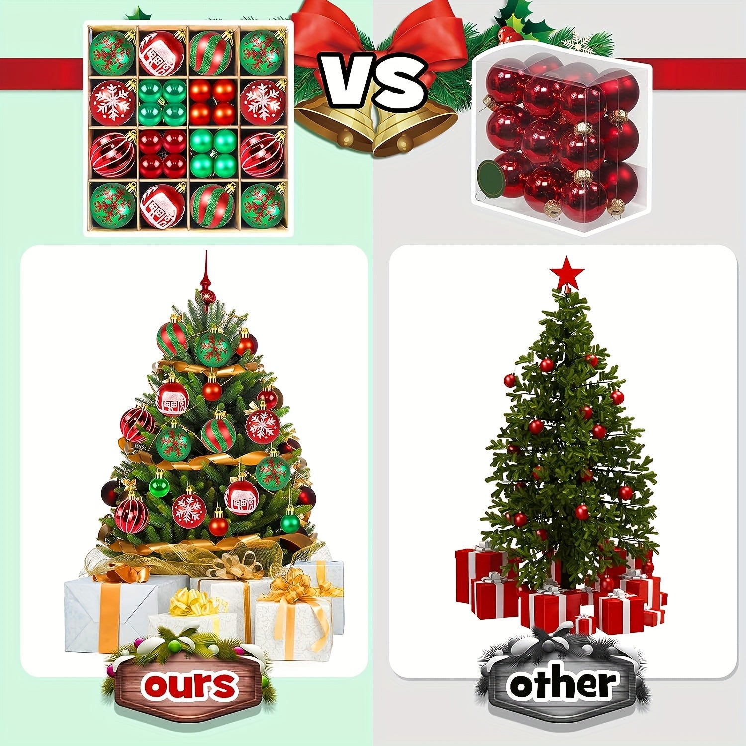 Christmas Ornaments Set 44pcs Shatterproof Hanging Pendants Decoration