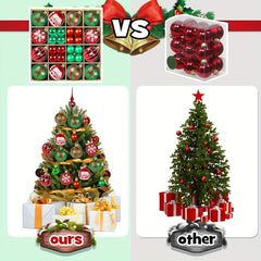 Christmas Ornaments Set 44pcs Shatterproof Hanging Pendants Decoration