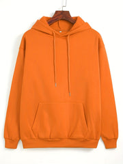 Solid Kangaroo Pocket Hoodie Casual Long Sleeve Hoodies Sweatshirt