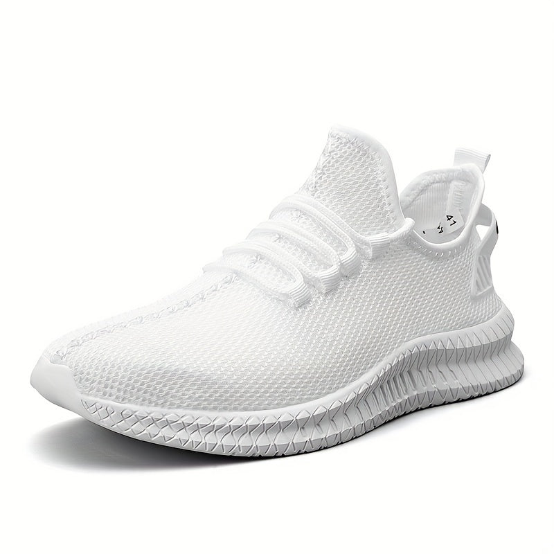Men's Lace Up Knit Sneakers Breathable Outdoor Walking Shoes