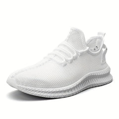 Men's Lace Up Knit Sneakers Breathable Outdoor Walking Shoes