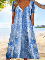 Casual Dress Women's Plus Star Print Short Sleeve Round Neck Dress