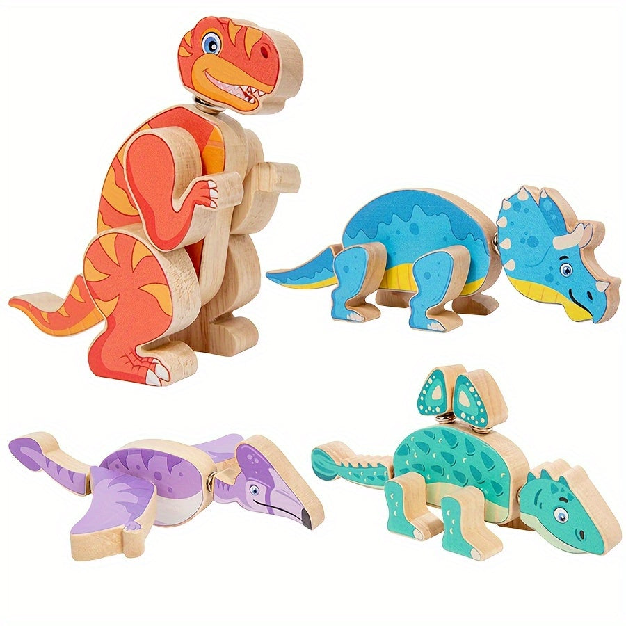 Wooden Dinosaur Building Blocks Toy for Ages 6-12