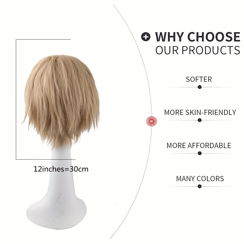 Men's 12 Inch Anime Cosplay Wig Synthetic Fiber Wig