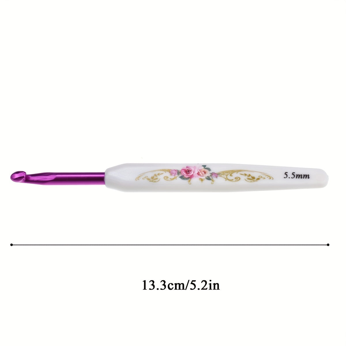 8pcs Crochet Hooks Set Ergonomic Pink Flower Pattern Needles For Knitting