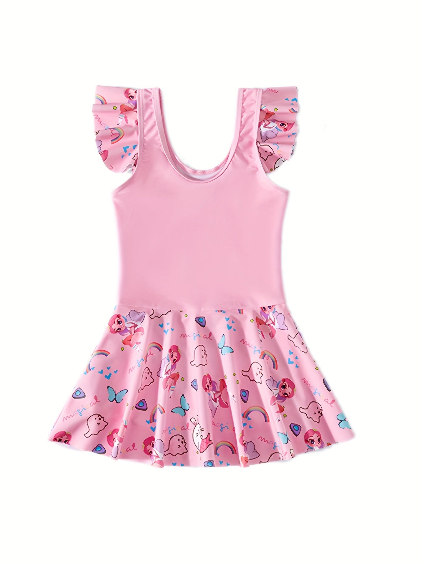 Casual Cartoon Print Girl Swimsuit Kids Clothes For Summer