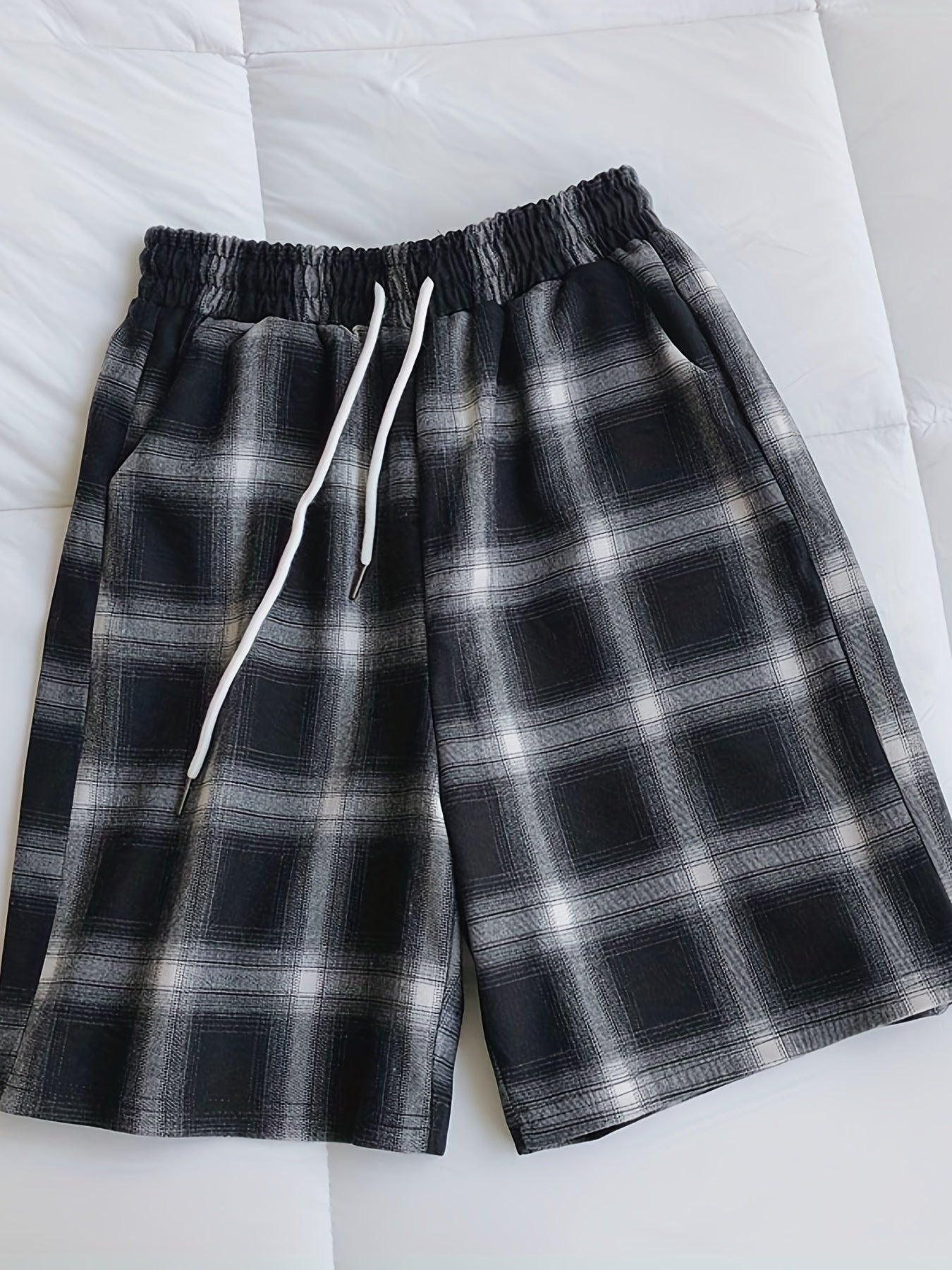 Plaid Drawstring Shorts for Women
