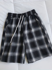Plaid Drawstring Shorts for Women