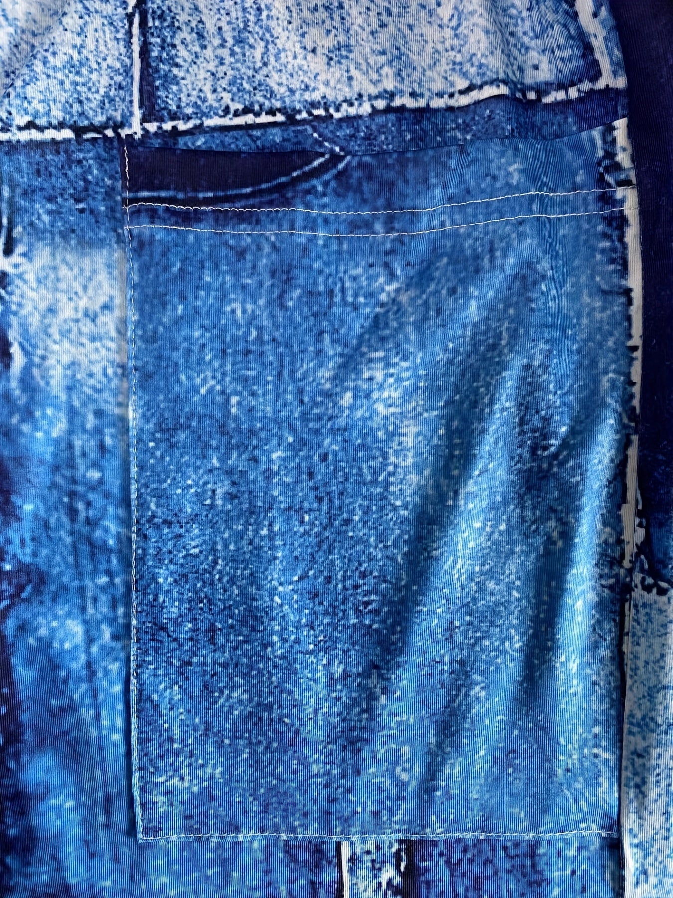 Patchwork Print Wide Leg Pants Casual Pocket Pants
