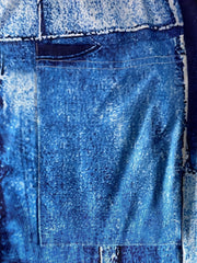 Patchwork Print Wide Leg Pants Casual Pocket Pants
