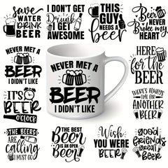 Beer Lover UV Transfer Stickers 12pcs Waterproof Self Adhesive St
