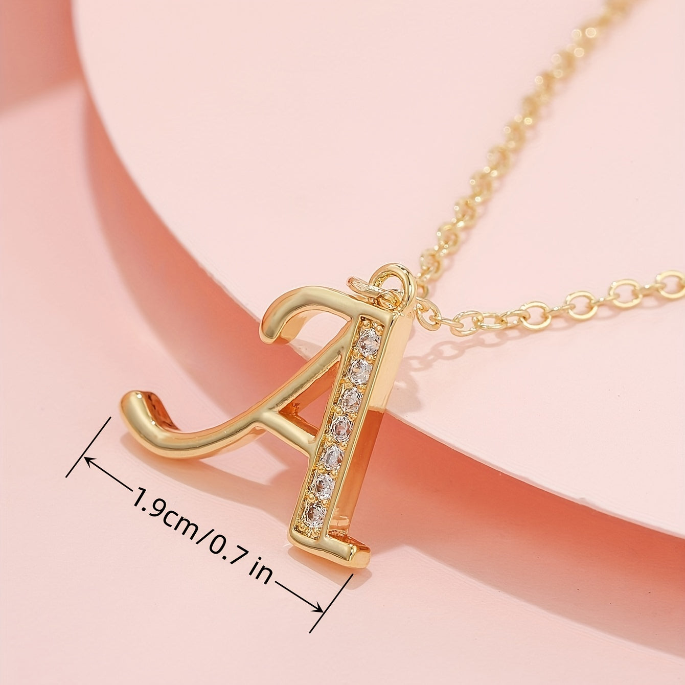 Golden Copper Rhinestone Alphabet Pendant Necklace