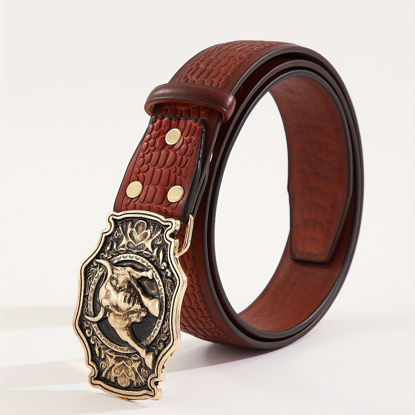 Men's Business Bull Pattern Buckle Belt