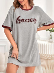 Soft & Comfy Lounge Dress Crew Neck Short Sleeve Women's Loungewear
