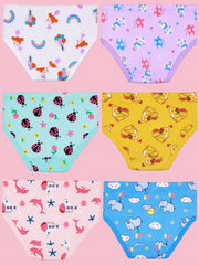 6pcs Girls Triangle Panties Cartoon Floral Animals Print Elastic Waist
