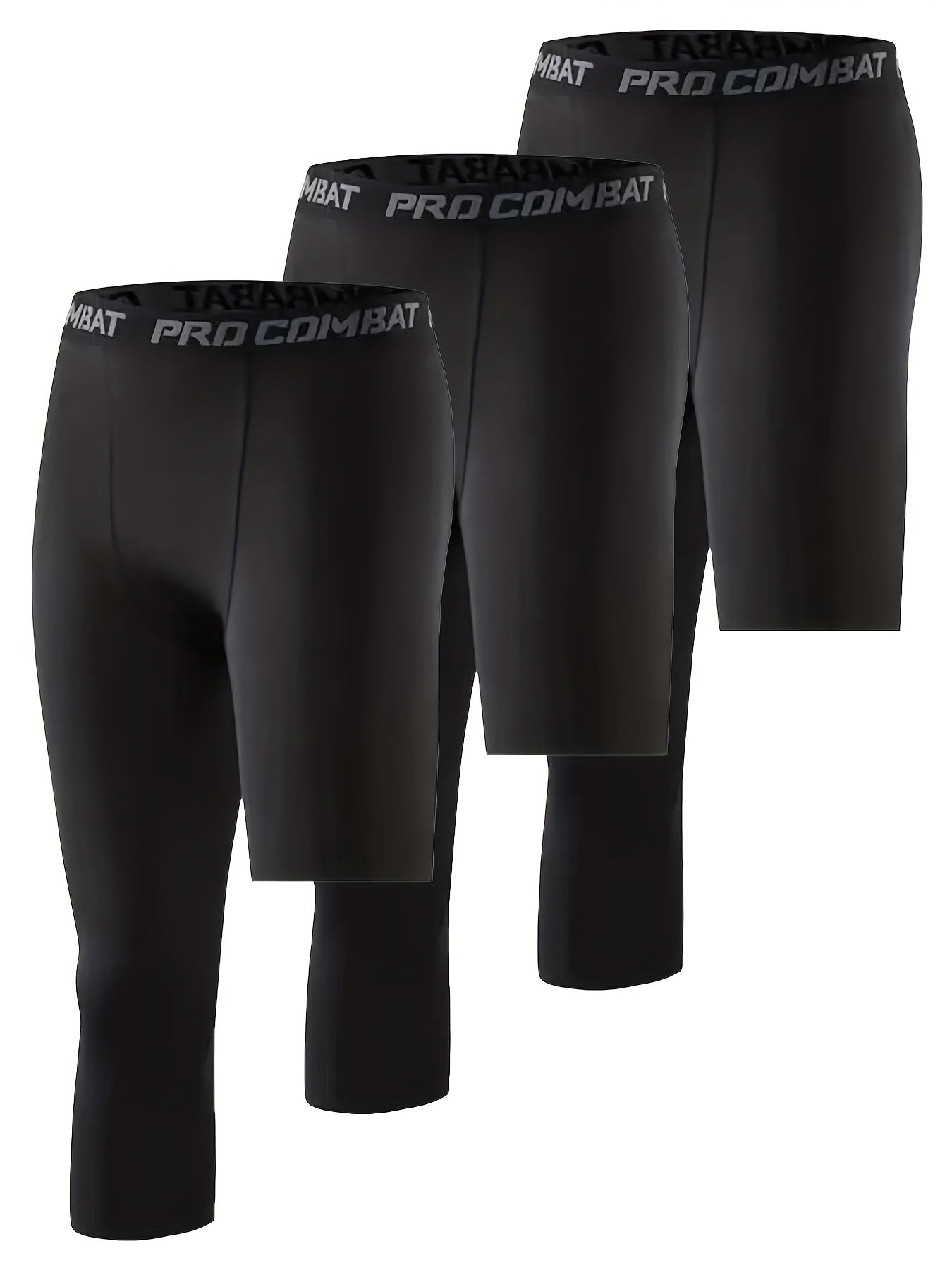 Men's Asymmetric Compression Pants 3pcs Set Quick Dry Leggings for Fitness
