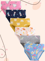 6pcs Girl's Triangle Panties Multiple Colors Elastic Waist Shorts 100 Cotton