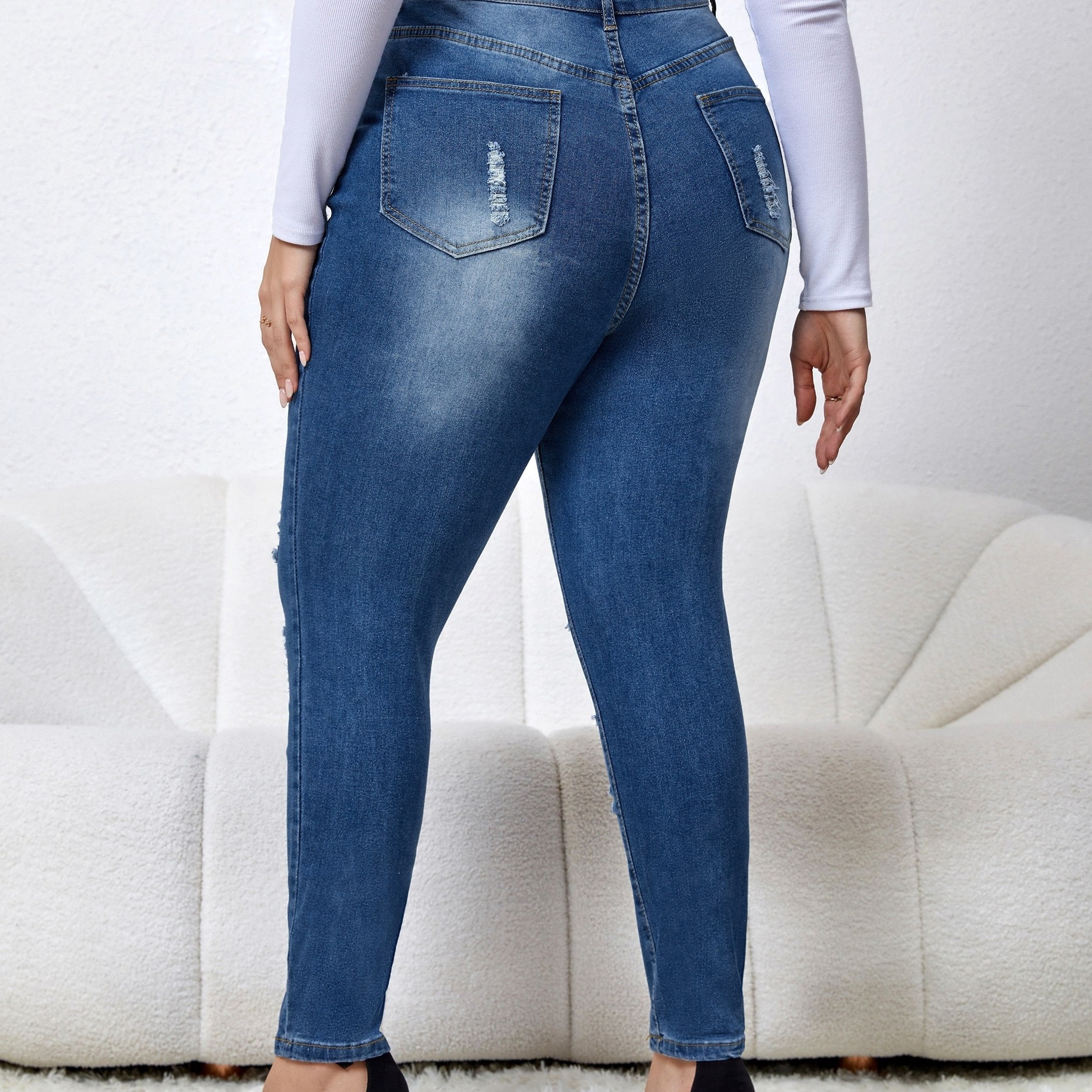 Women's Plus Ripped High Rise Skinny Jeans
