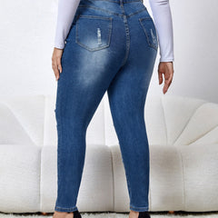 Women's Plus Ripped High Rise Skinny Jeans