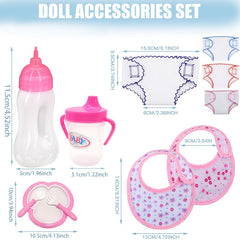 Doll Play Toy Set with Printed Bib and Diaper - Ideal for Children Over 3