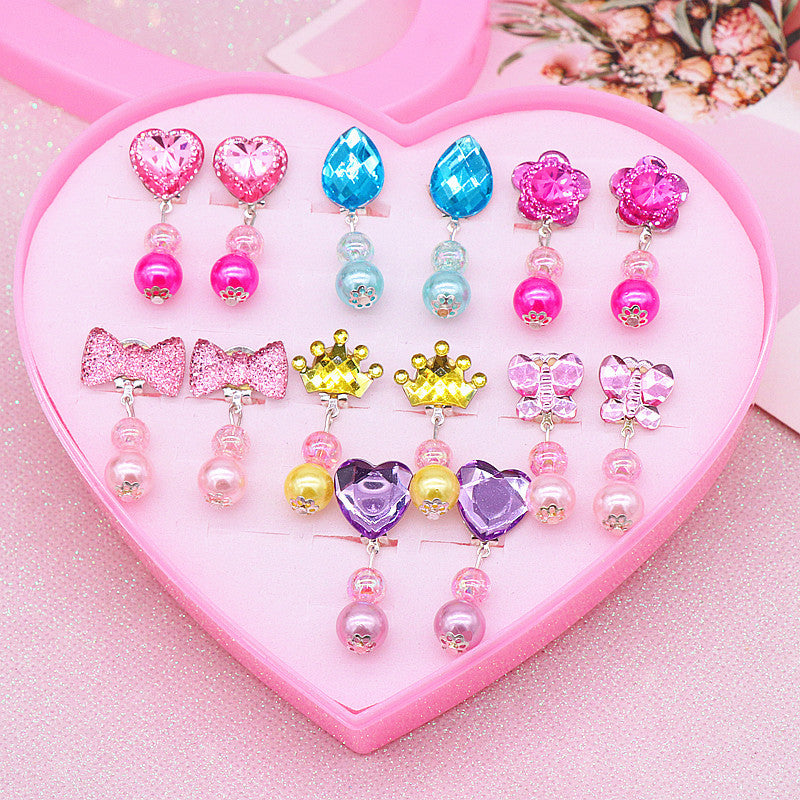 7 Pairs Acrylic Pendant Ear Clip Earrings No Piercing for Girls