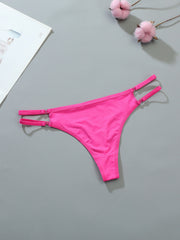 3 Pcs Double Thin Straps Thongs Breathable Low Waist Panties Women's Lingerie