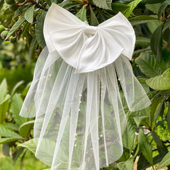 Bridal Tulle Wedding Dress Ladies Veil Bow Tie Hairpin