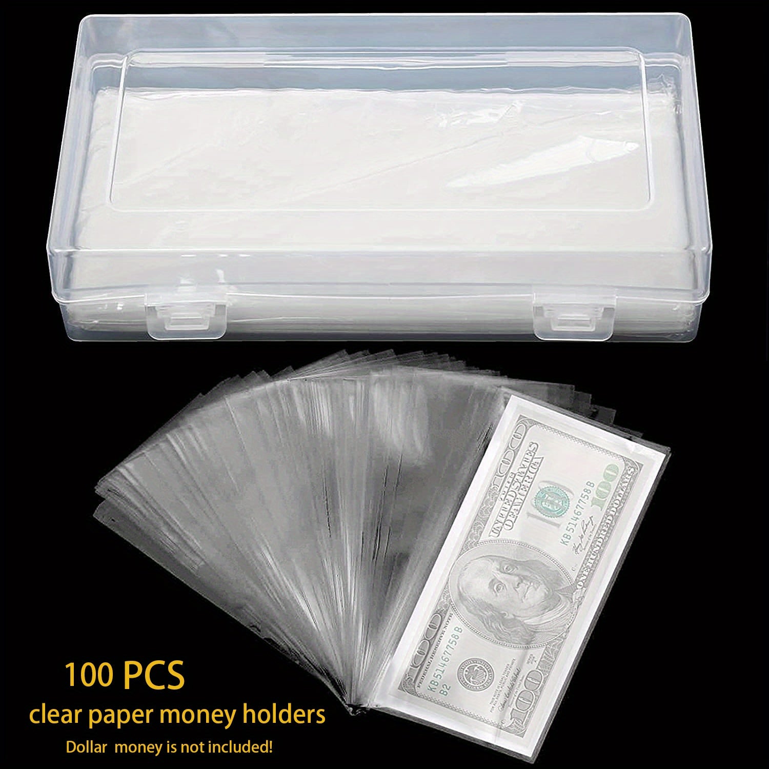 100pcs Currency Collection Sleeves, Storage Case Clear Bill Protector