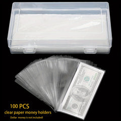 100pcs Currency Collection Sleeves, Storage Case Clear Bill Protector