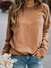 Solid Pullover Sweatshirt Long Sleeve Crew Neck Sweatshirt