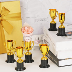 6pcs Mini Trophy Golden Plastic Trophy For Party Prizes