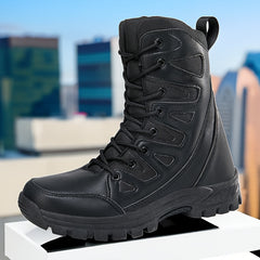 Men's Solid High Top Tactical Work Boots Non Slip Comfy Durable Boots