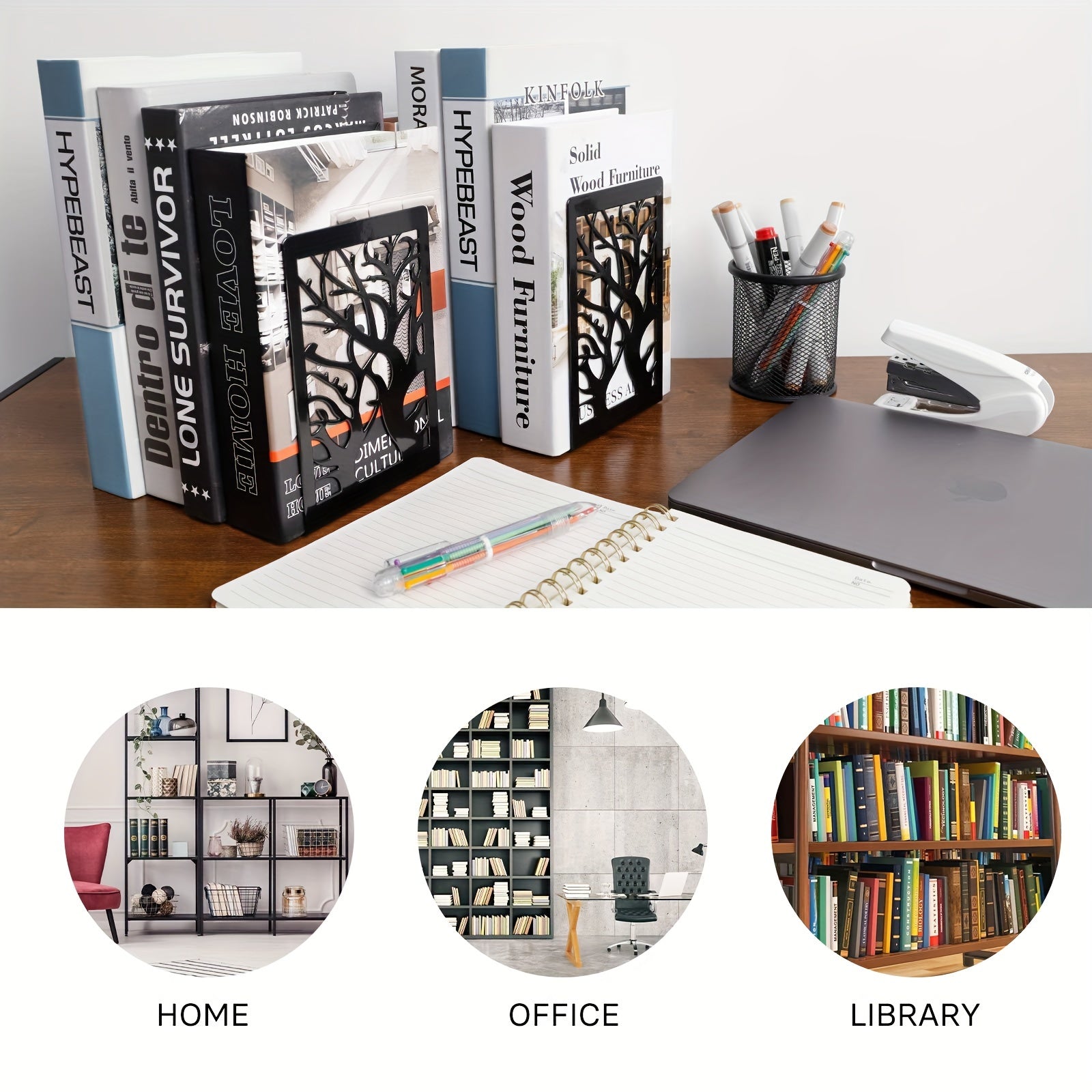 4pcs Book Stands Non Slip Book Stopper for Bookshelf Decor