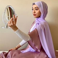 Solid Pearl Chiffon Muslim Hijab Lightweight Breathable Long Turban