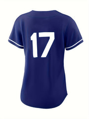 Women's LA #7 Baseball Jersey V Neck Short Sleeve Sports T-Shirt