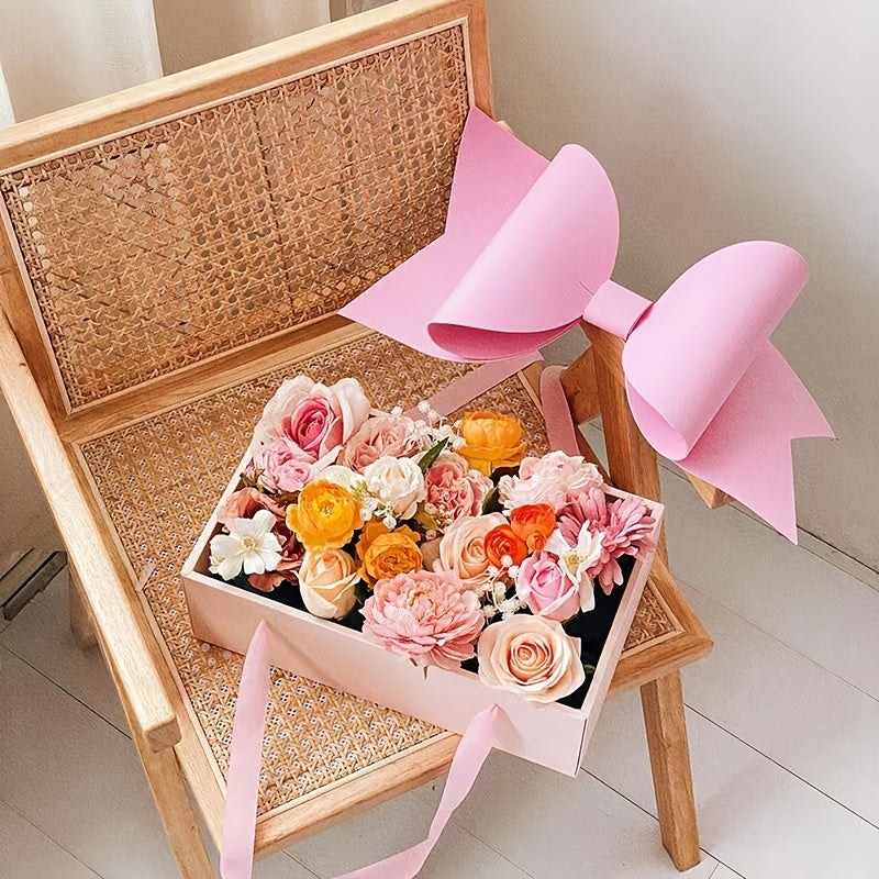Transparent Handheld Flower Box Bow Bouquet Gift Packaging Box