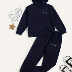 Boy's Hoodie & Sweatpants Set KING Print Top Casual Outfits Kids Clothes