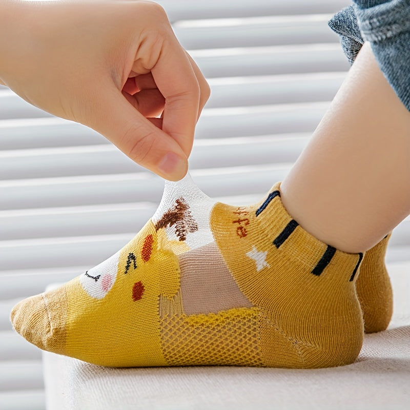 5 pairs Kids Ultra-thin Breathable Cartoon Bee Animal Socks