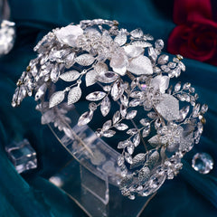 Rhinestone Decorative Hair Band With Alloy Leaves Stylish Headwear
