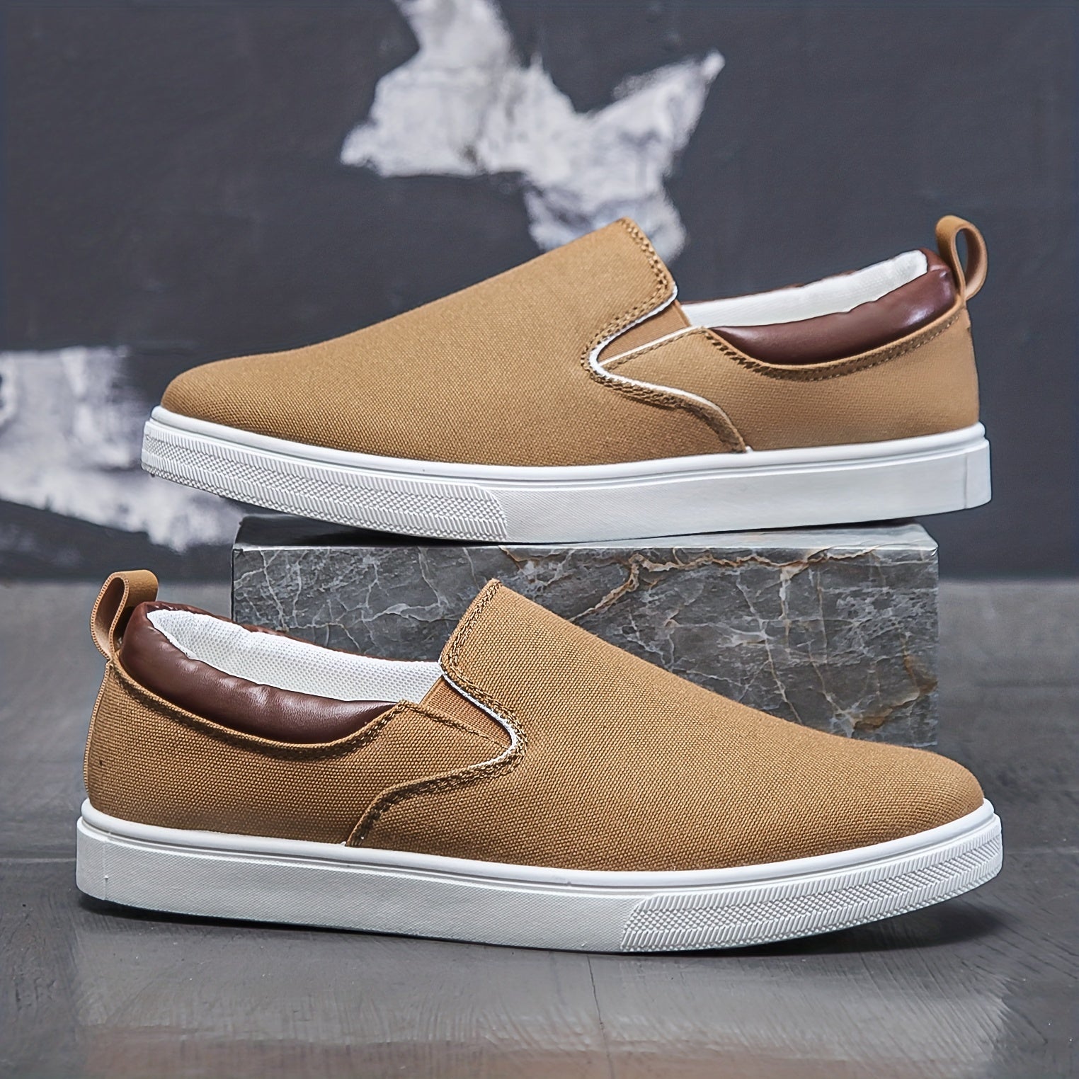 Men's Canvas Loafer Shoes Padded Collar Slip On Shoes Spring Summer