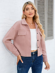 Button Front Suedette Jacket For Office & Work Women's Clothing